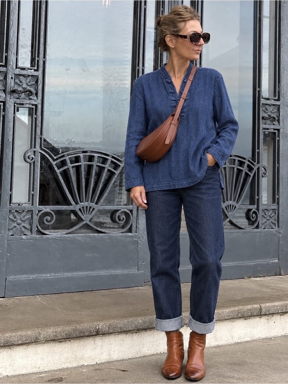 Ralph Lauren Blue Indigo Linen Pullover   Frog Closures Size Large P